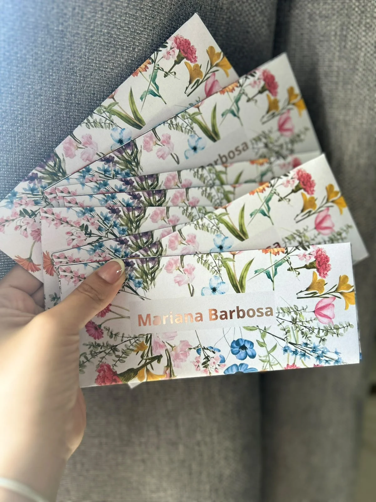 Sobres moneyholders personalizados con estampados florales